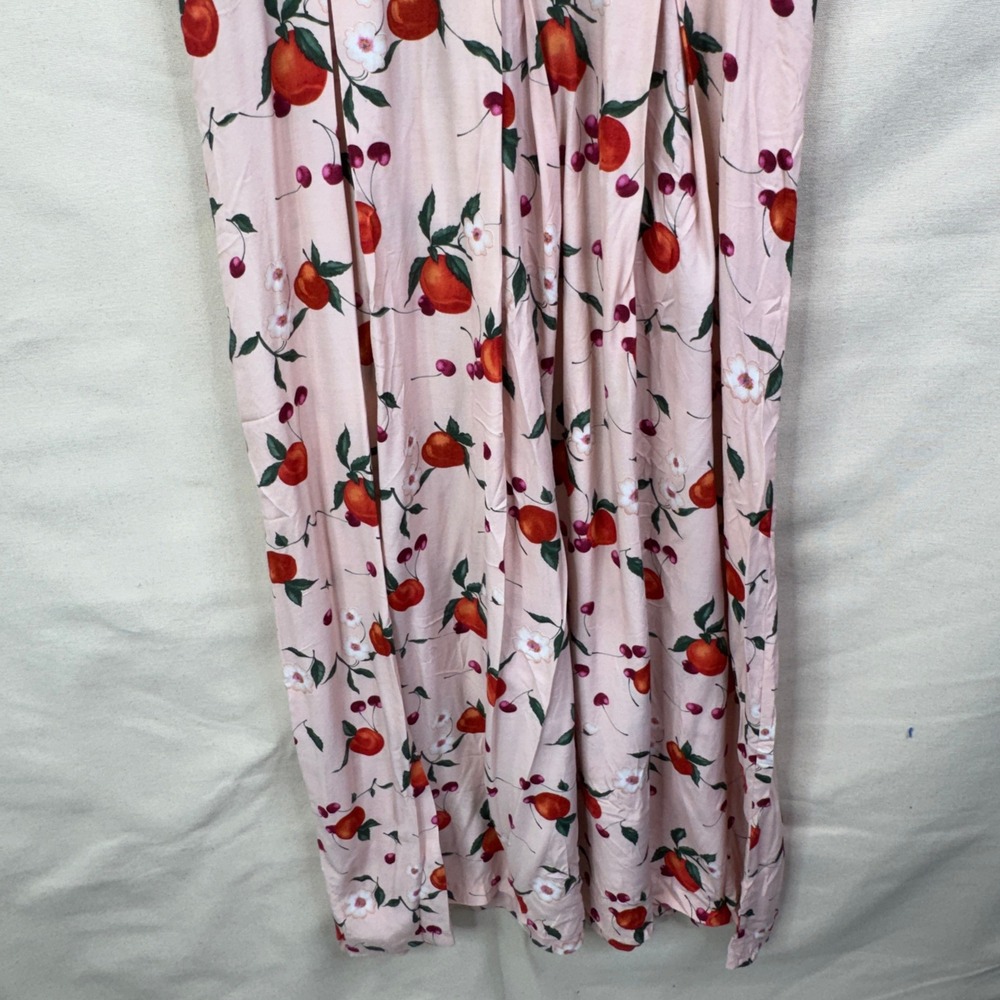 Jeffrey & Dara Vintage Cherry Print Smocked Midi Dress 8 Pink Cottagecore 90s - Picture 13 of 14